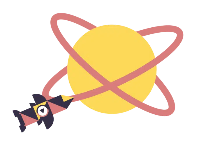 Icon planet and rocket