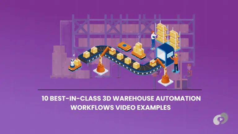 3D warehouse automation workflow illustration featuring conveyor belts