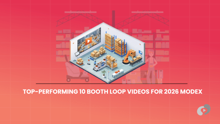 Isometric 3D warehouse booth scene showing automated picking