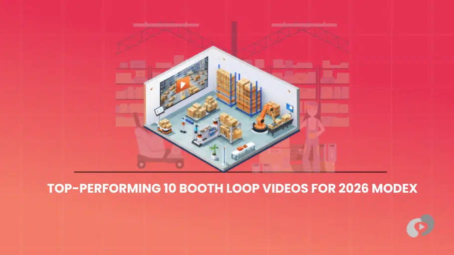 Isometric 3D warehouse booth scene showing automated picking